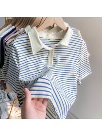 New style short-sleeved women's T-shirt summer striped Top