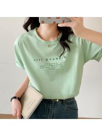 New style short-sleeved Round neck Letter 100% cotton T-shirt