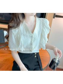On Sale V  Collars Ruffles Hollow Out Blouse 