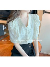 On Sale V  Collars Ruffles Hollow Out Blouse 