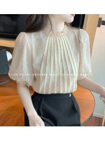 New Style Lace Hollow Out Horn Sleeve Top 