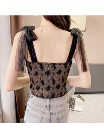On Sale Strap Hollow Out Gauze  Top