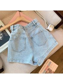 High waist denim shorts fashion design zipper pants