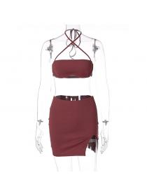 Outlet hot style Summer Low-cut Halter neck High-waist Hip-full dress 