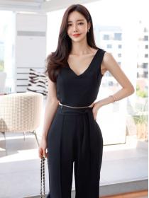 Korean Style Hollow Out Pure Color Jumpsuits 