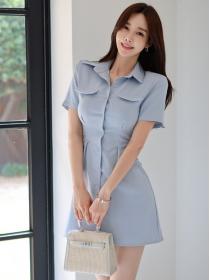 Korean Style Pure Color Drape Fashion Dress 