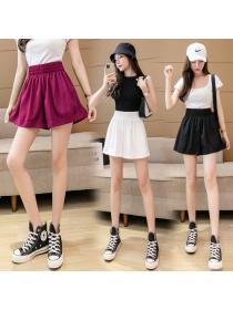 Summer high waist Korean fashion a-line pants shorts casual matching wide-leg pants