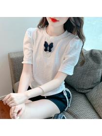 Korean Style Puff Sleeve Drawstring Bow matching Chiffon Shirt