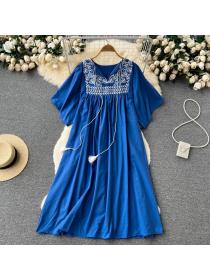 Vintage style Embroidery long dress loose beautiful dress for women