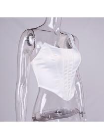 Outlet hot style Sexy satin fishbone off-the-shoulder corset top women's vest