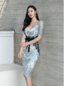 Korean Style Lace Hollow Out Slim Dress 