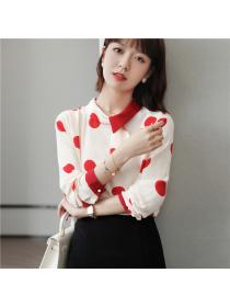 New style women's polka dot top chiffon shirt