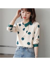 New style women's polka dot top chiffon shirt
