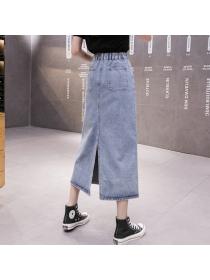 New arrival split vintage style denim skirt