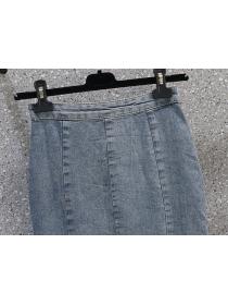 Summer dress new fishtail split skirt plus size women's denim ruffled fishtail skirt