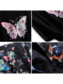 Butterfly Print T-Shirt +Beautiful Skirt Two piece set