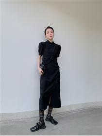 Chinese style women's retro irregular button cheongsam dress