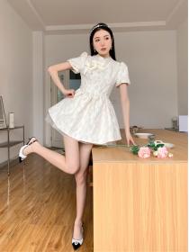 Chinese style white dress chic princess dress female summer dress