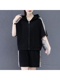Korean fashion Loose Hooded Matching Active wear Two-piece Set