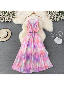 Women's halter neck off shoulder Colorful Print dress