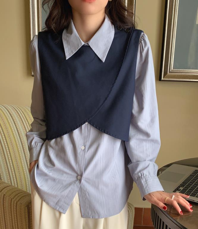 On Sale Pure Color Simple Vest + shirt two-piece set