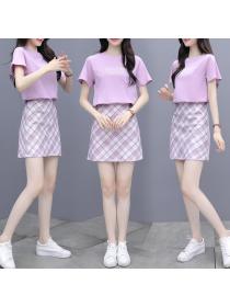 Korean style Sweet girls T-shirt+Mid length Skirt Two piece set