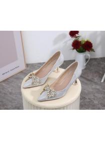 New style pointed toe rhinestone bow high heels