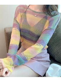 Korean Style Stripe Loose Knitting Top 