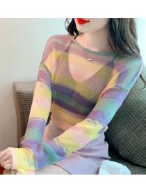 Korean Style Stripe Loose Knitting Top 