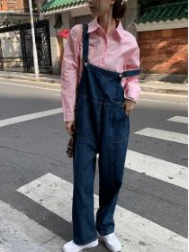 Denim overalls women's new style loose jumpsuits wide-leg trousers
