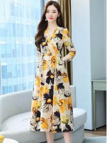 Long-sleeved chiffon dress women's high-end temperament autumn long dress