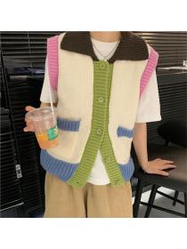 Autumn new knitted vest vest fashion Matching Korean style women's sweater