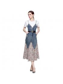 Summer European Fashion Embroidered Polo collar Casual Stretch Slim Dress