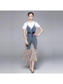 Summer European Fashion Embroidered Polo collar Casual Stretch Slim Dress