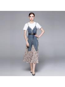 Summer European Fashion Embroidered Polo collar Casual Stretch Slim Dress