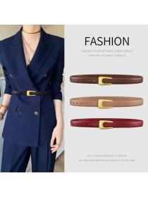 Vintage style U buckle cowhide belt women's decorative dress suit belt