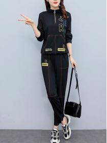 New style Autumn fashion stand collar Casual sweater +Long pants two piece set