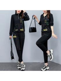 New style Autumn fashion stand collar Casual sweater +Long pants two piece set