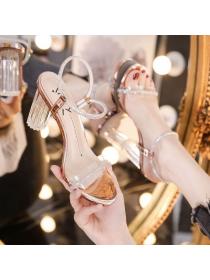 Crystal transparent thick heels Sandals for women