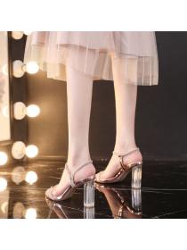 Crystal transparent thick heels Sandals for women