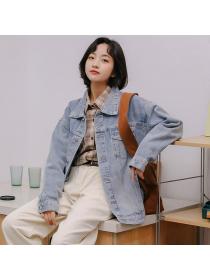 New style mid-length denim jacket Korean style loose jacket