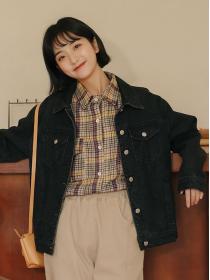 Korean style women's new style black loose denim jacket