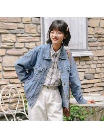 Fashion style denim jacket women loose Korean style jacket