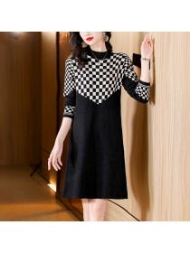 New style wool knitted dress mid-length slim dress