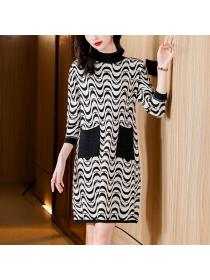 New style high-end jacquard wool knitted dress for women