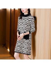 New style high-end jacquard wool knitted dress for women