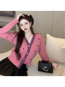Fashion style long-sleeved knitted cardigan 