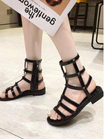 Women's summer Roman hollow zipper sandals