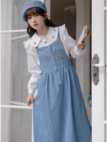 New arrival embroidery denim Two pieces dress