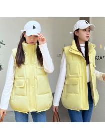 Winter Korean style loose matching down cotton waistcoat 